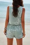 Printed Cropped Tank and Shorts Set