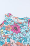 Mini vestido floral sin mangas con cuello redondo multicolor