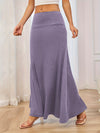 Solid Elastic Waist Maxi Skirt