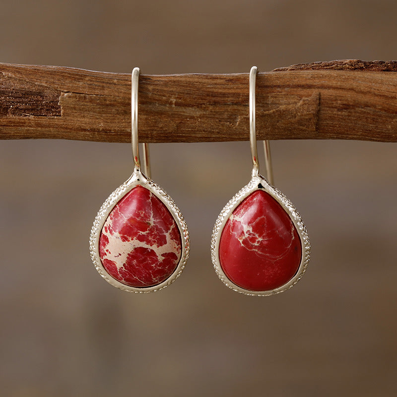 Pendientes de cobre con forma de lágrima de piedra natural