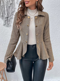 Blazer con cuello y dobladillo con volantes