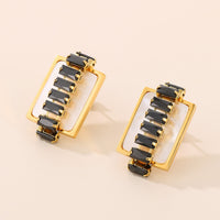 Titanium Steel Inlaid Zircon Stud Earrings