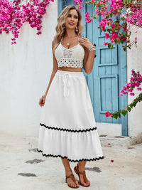 Honey Tied Contrast Trim High Waist Skirt