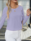 Decorative Button Round Neck Long Sleeve T-Shirt