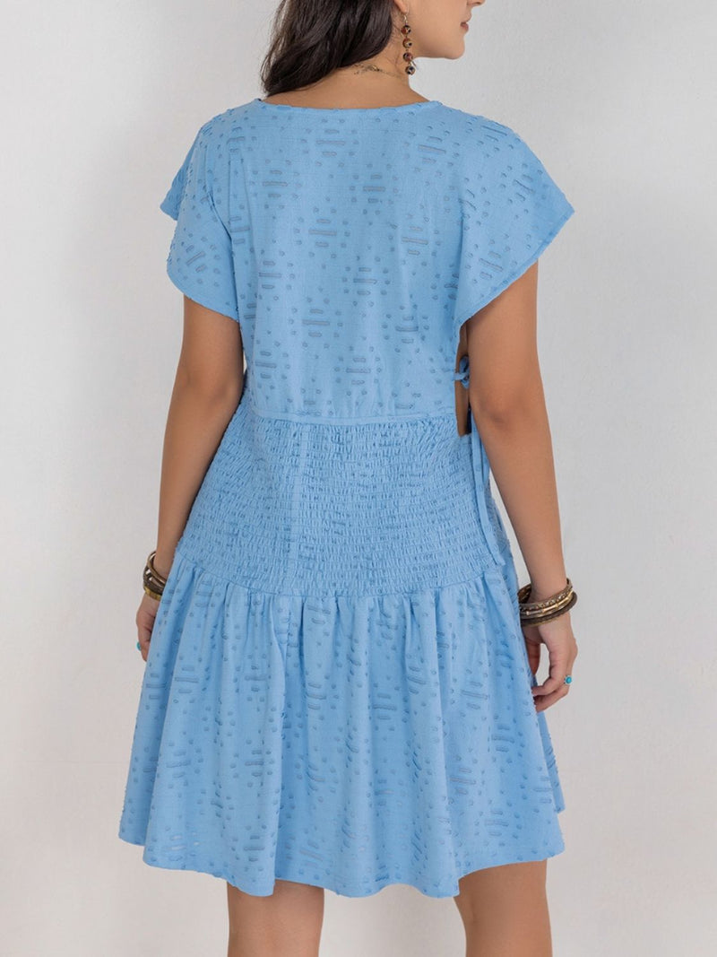 Cutout Surplice Short Sleeve Dress