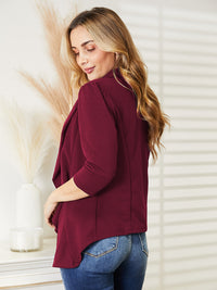 Ninexis Open Front 3/4 Sleeve Full Size Cardigan