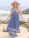 Plus Size Tied Printed Sleeveless Maxi Dress