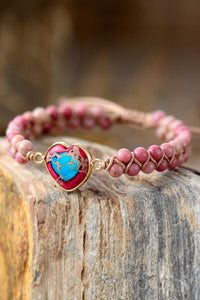 Pulsera de piedra natural hecha a mano en forma de corazón