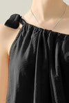 Ninexis One Shoulder Bow Tie Strap Satin Silk Top