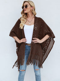 Poncho Abierto con Flecos Brillantes