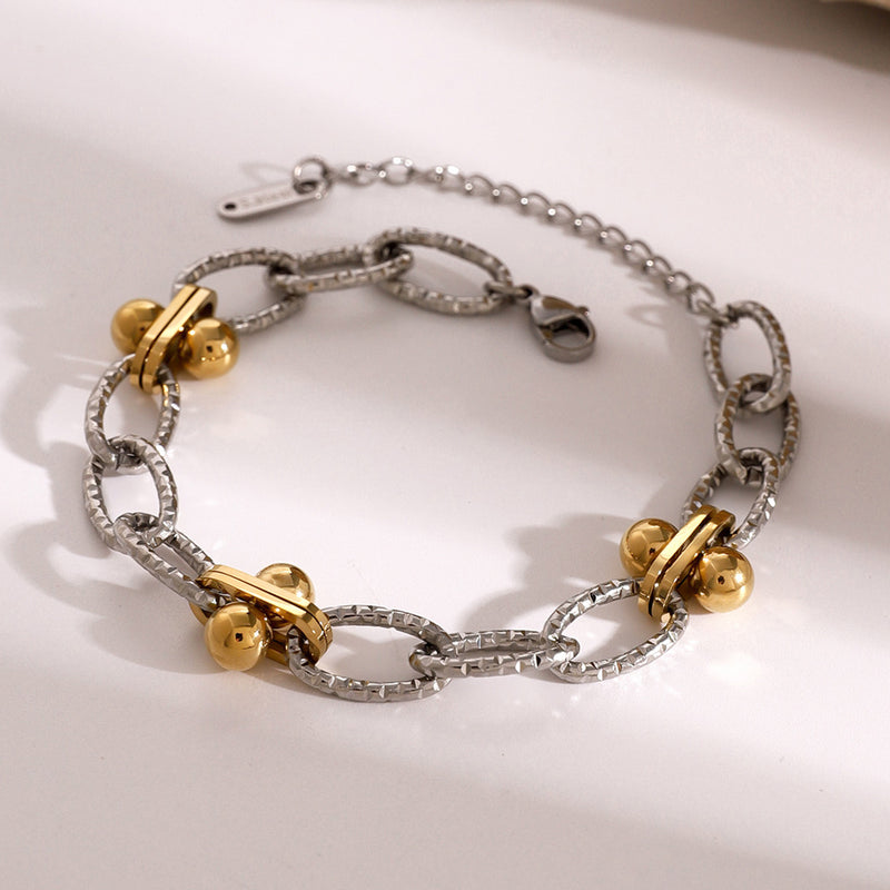 Stainless Steel Contrast Chain Bracelet