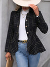 Blazer con cuello y dobladillo con volantes