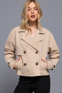 Chaqueta corta de trench de doble botonadura