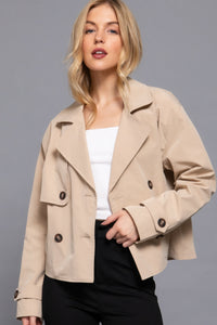 Chaqueta corta de trench de doble botonadura