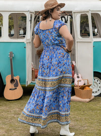 Vestido con manga japonesa y estampado ahumado de talla grande