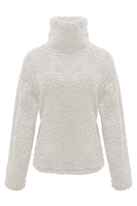 Fuzzy Turtleneck Long Sleeve Sweatshirt