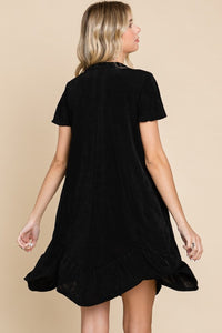 Culture Code Full Size Short Sleeve Ruffled Asymmetric Hem Dress