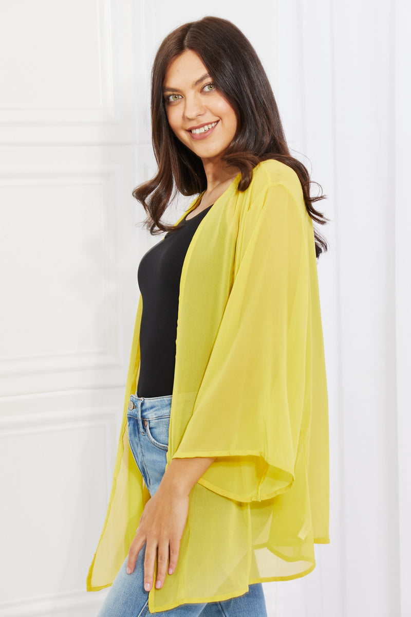 Melody Just Breathe Kimono de gasa de tamaño completo en amarillo