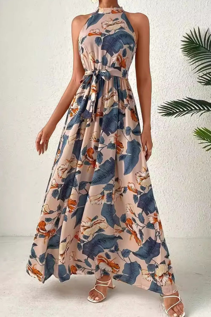 Vestido sin mangas con estampado floral atado