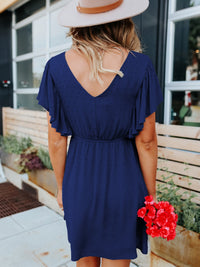 Swiss Dot V-Neck Short Sleeve Dress