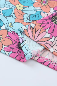 Mini vestido floral sin mangas con cuello redondo multicolor