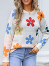 Angel Wings Flower Round Neck Long Sleeve Sweater