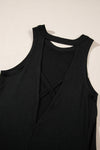 Black Crisscross Cut-out Back Knit Sleeveless Dress