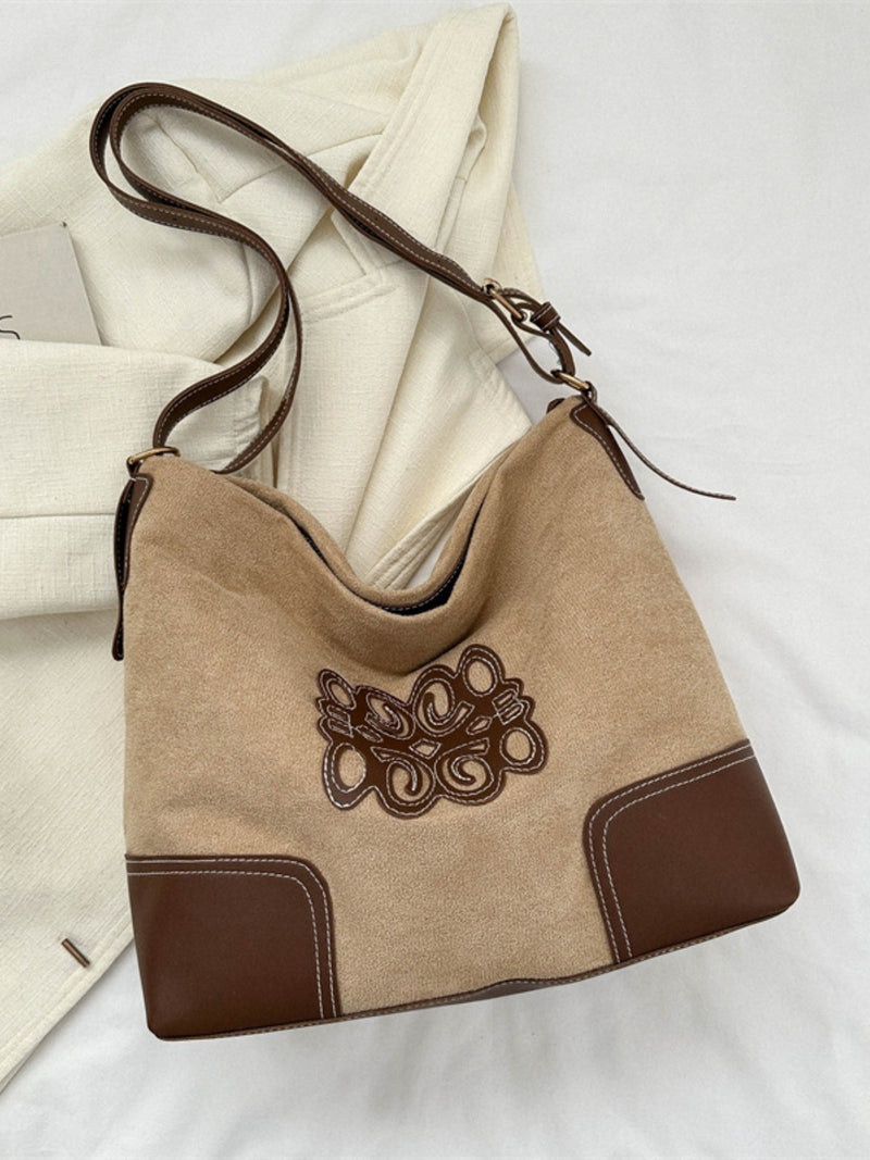 Bolso tote con correa ajustable de gamuza