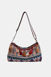 Bolso de hombro con correa ajustable y borlas