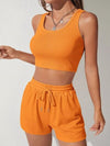 Scoop Neck Wide Strap Top and Drawstring Shorts Set