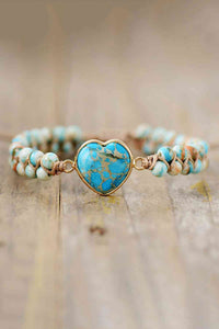 Pulsera de piedra natural hecha a mano en forma de corazón