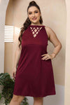 Plus Size Cutout Round Neck Sleeveless Dress