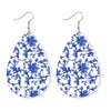 Printed PU Teardrop Earrings