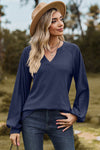 Eyelet Notched Raglan Sleeve T-Shirt