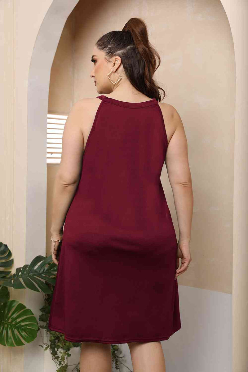 Plus Size Cutout Round Neck Sleeveless Dress