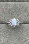 925 Sterling Silver Zircon and Opal Ring