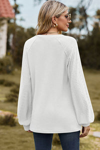 Eyelet Notched Raglan Sleeve T-Shirt