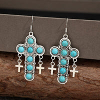 Artificial Turquoise Cross Shape Earrings