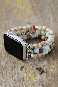 Synthetic Imperial Jasper Beaded Watchband Bracelet