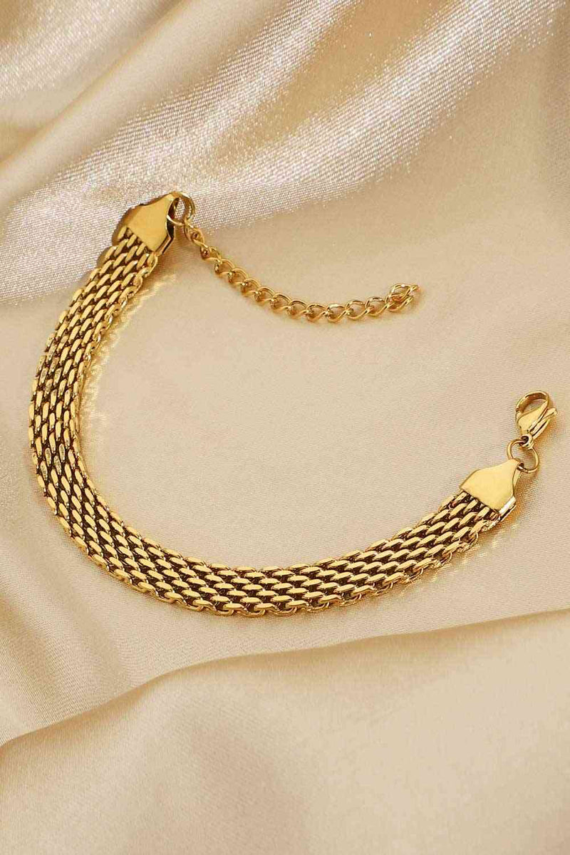 Pulsera de cadena ancha chapada en oro de 18 quilates