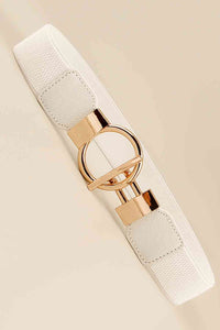 Circle Shape Buckle Zinc Alloy Buckle PU Leather Belt