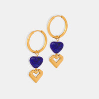 Heart Shape Lapis Lazuli Dangle Earrings