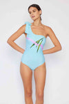 Traje de baño de un hombro en azul pastel Marina West Swim Vacay Mode