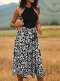 Vestido midi de cuello halter de leopardo