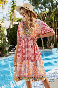 Vestido Bohemio con Espalda Descubierta y Escote en V