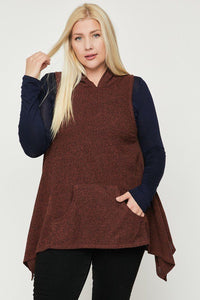 Plus Size Two Tone Knit, Sleeveless Top