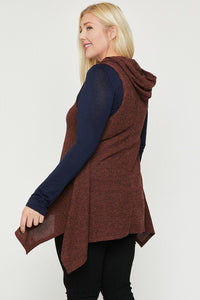 Plus Size Two Tone Knit, Sleeveless Top