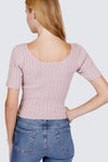 Short Slv Rib Sweater Top