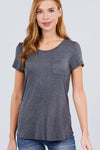 Short Sleeve Scoop Neck Top With Pocket