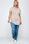 Solid Knit V-neck Tee